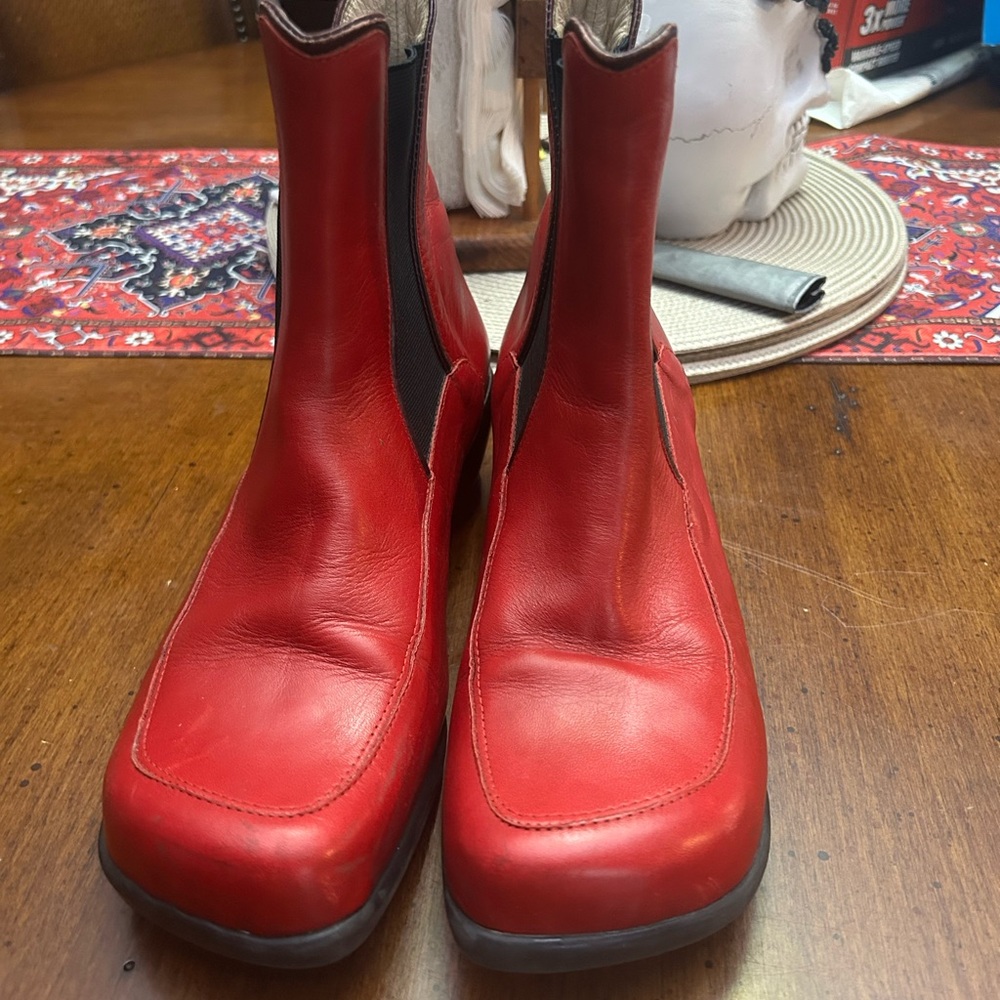 Vibrant Red Leather Boots